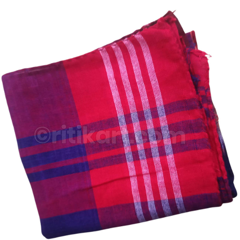 Dark Pink Cotton Striped Sambalpuri Rumal