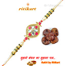 Designer Kundan With Multi Colour Beads Rakhi