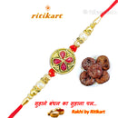 Red Stone Flower Design Fancy Rakhi