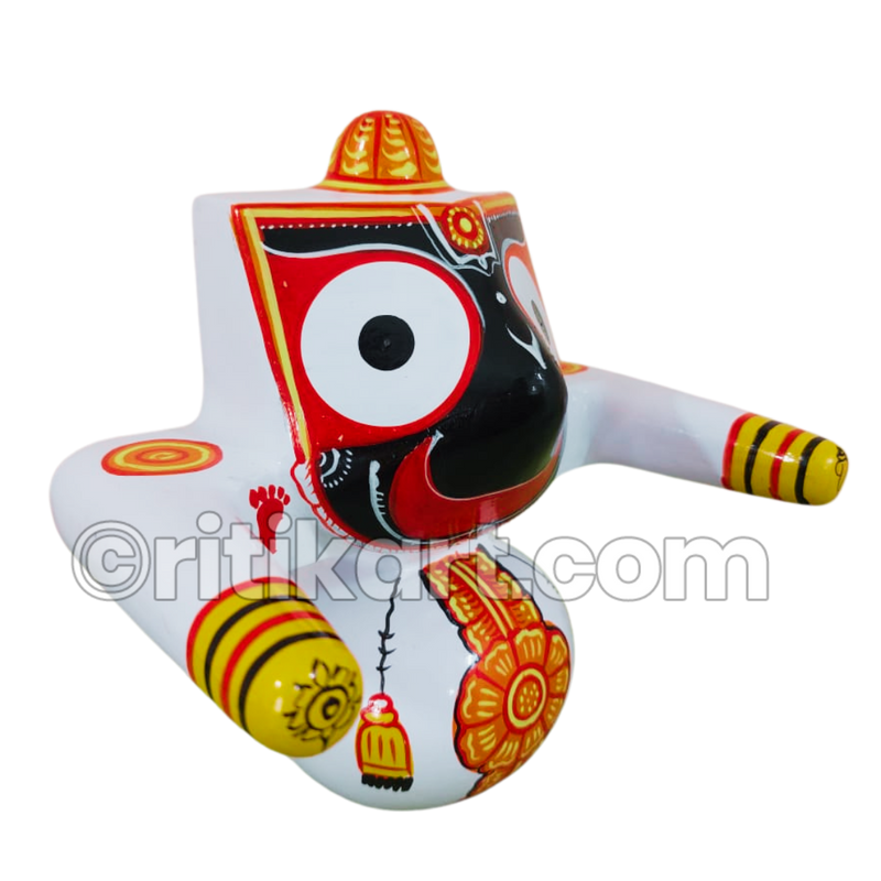 Lord Jagannath Patitapaban Wooden Idol White Design