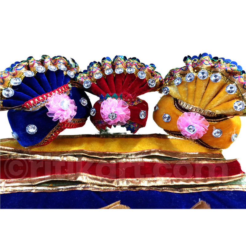 Premium Velvet Pagadi Costume for Lord Jagannath Balabhadra Subhadra.