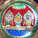 Hand-Painted Decorative Brass Wall Hanging Plate with Lord Jagannath, Balabhadra and Subhadra’S Pictures