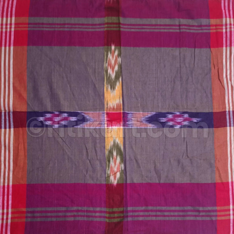 Gray And Pink Cotton Sambalpuri Rumal