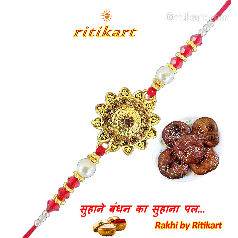 Designer Crystal Sun Flower Fancy Rakhi