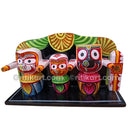 Wooden Car Decor Jaganntah Balabhadra and Subhadra Idol in a Stand