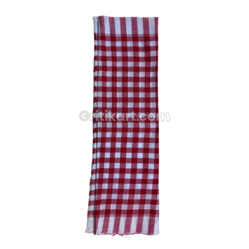 Light Red Large Check Pattern Khordha Gamucha