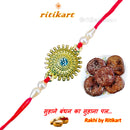 Designer Golden Flower with White Stone Rakhi
