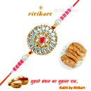 Designer Kundan Rakhi With White Stone