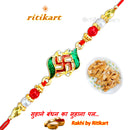 Religious Swastik with Multi Color Beads Rakhi
