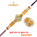 Designer Moti with Stone Rakhi Multi-Colour