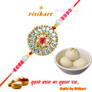 Designer Kundan Rakhi With White Stone