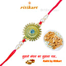 Designer Golden Flower with White Stone Rakhi