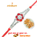 White And Red Stone Designer Rakhi