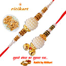 Bhaiya-Bhabhi White with Golden Color Beads Rakhi