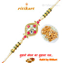 Designer Kundan With Multi Colour Beads Rakhi