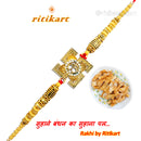 Golden Omm inside Metal Swastik Rakhi