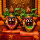 2 Pair of Lord Jagannath With Kalasa Design | Traditional Decorative Idol for Home Temple & Puja Decor