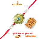 Designer Golden Flower with White Stone Rakhi