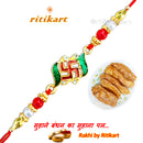 Religious Swastik with Multi Color Beads Rakhi