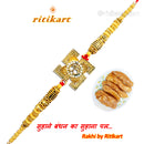 Golden Omm inside Metal Swastik Rakhi