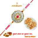 Designer Kundan Rakhi With White Stone