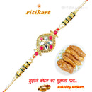 Designer Kundan With Multi Colour Beads Rakhi