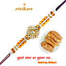 Designer Moti with Stone Rakhi Multi-Colour