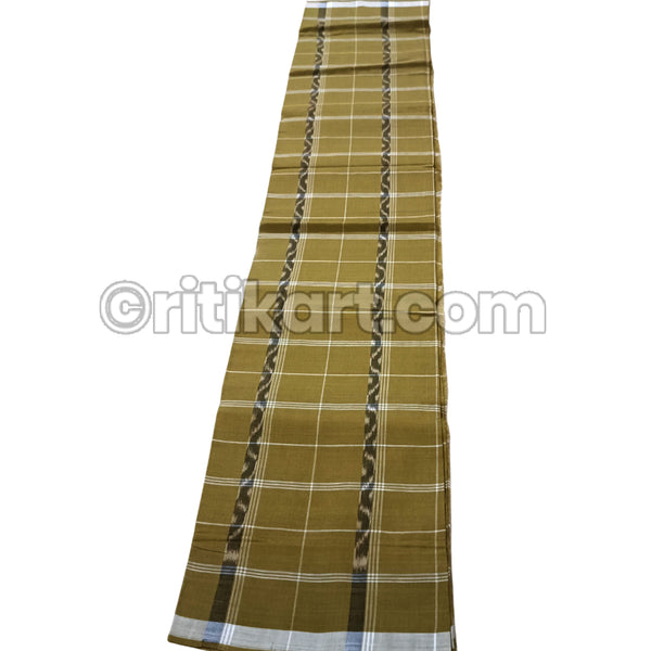 Sambalpuri Check Deep Green and white Open cotton Lungi