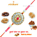 Designer Kundan Rakhi With White Stone