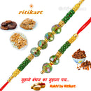 Nature Green Beads Designer Bhaiya-Bhabhi Rakhi