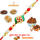Religious Swastik with Multi Color Beads Rakhi