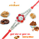 White And Red Stone Designer Rakhi