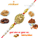 Designer Golden Crystal Rakhi