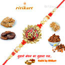 Religious Omm Rakhi with Red and Golden Beads