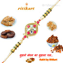 Designer Kundan With Multi Colour Beads Rakhi