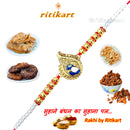 Golden Royal Peacock with Multi Color Beads Rakhi