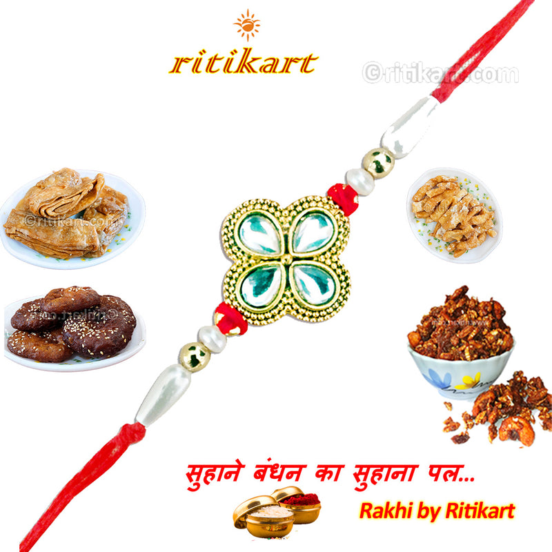 Designer Pearl and Stone Rakhi