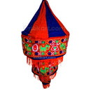 Blue-Orange Pipili Elephant Motif Lampshade