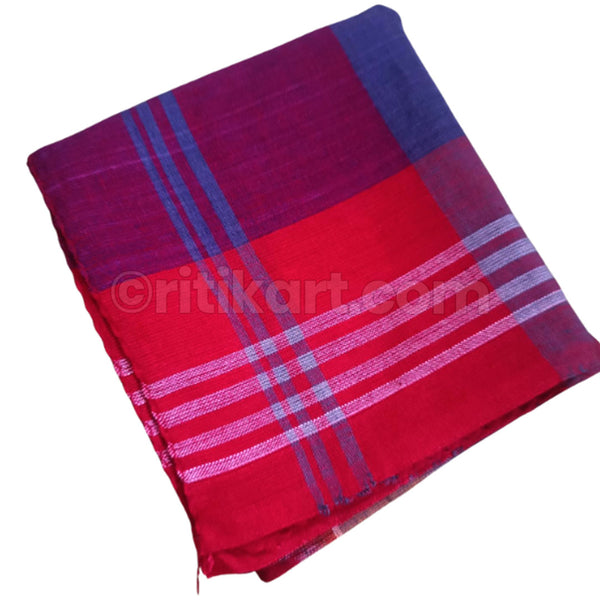 Dark Pink Cotton Striped Sambalpuri Rumal
