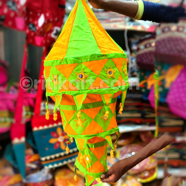 Green & Orange Pipili Lampshade Applique - 3 steps