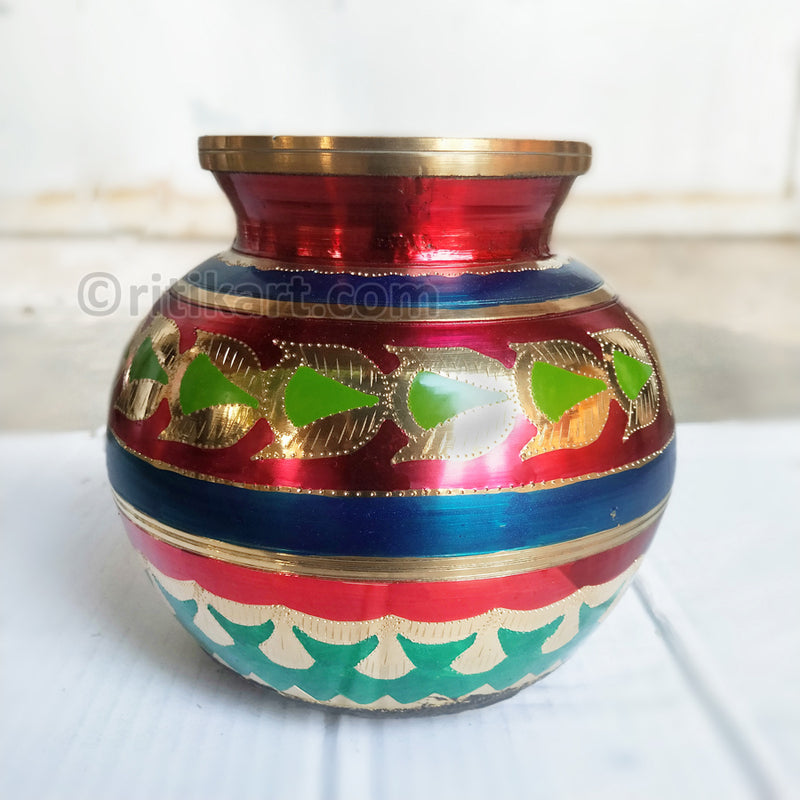 Balakati Brass Multicolor Designer Kalash