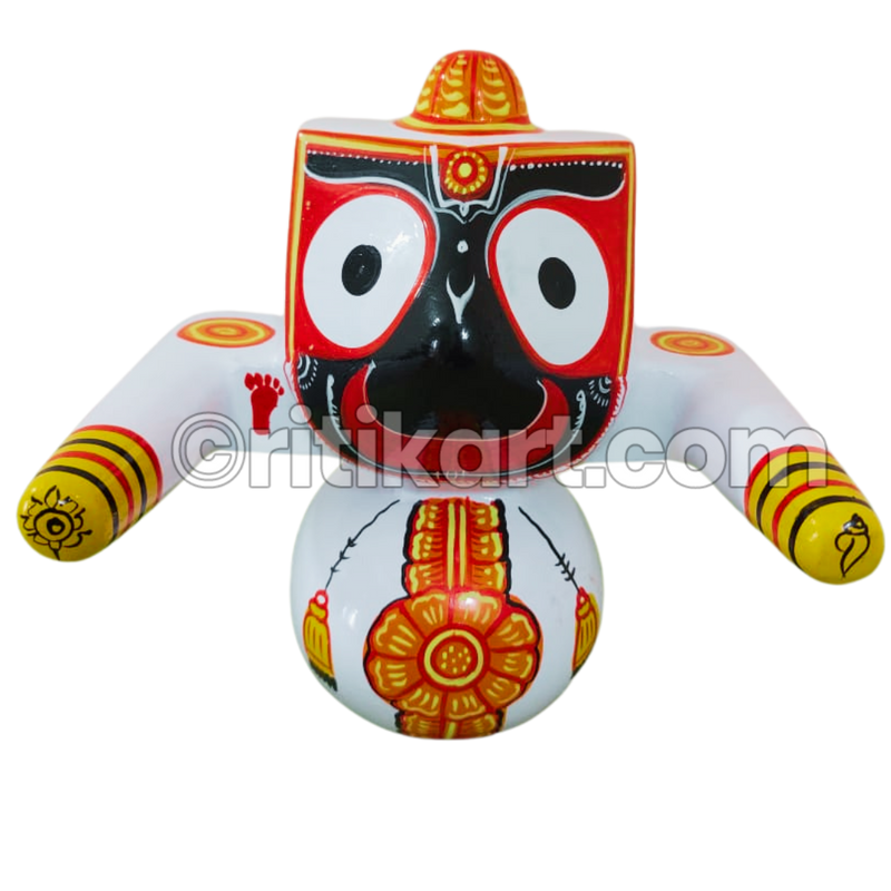 Lord Jagannath Patitapaban Wooden Idol White Design