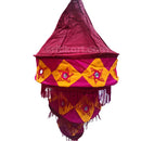 Maroon & Yellow Traditional Pipili Hanging Lampshade
