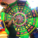 Green, Red & Yellow Garden Umbrella - 8 Feet.