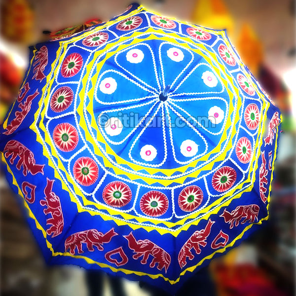 Blue,Yellow & Red Garden Umbrella - 8 Feet.