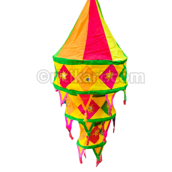 Multicolor Cloth Hanging Pipili Lampshade Applique - 3 steps(Orange,Red,Green,Yellow)