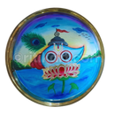 Hand-Painted Decorative Brass Wall Hanging Plate With Sankha & Padma