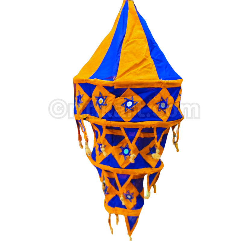 Orange & Blue Pipili Lampshade Applique - 3 steps