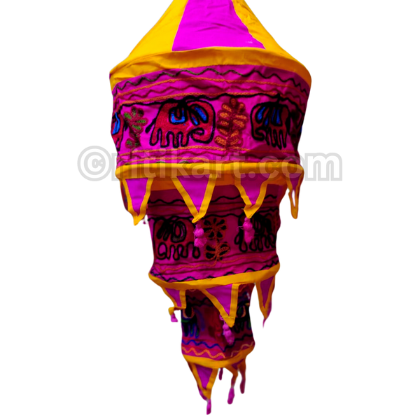 Pipili Lampshade Flower & Elephant Design-3 Step (Yellow, Dark Pink)