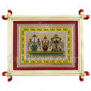 Ratna Simhasana Jagannath Trinity Palm Leaf Painting with Bamboo Frame